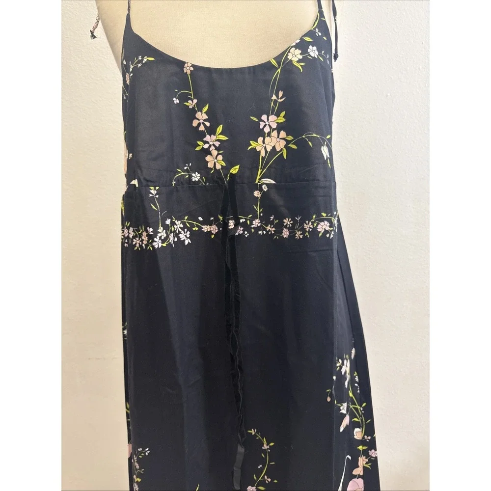 Vtg‎ Dutchess Individually Yours Maxi Dress M Black Floral Babydoll Cottagecore - Picture 6 of 14
